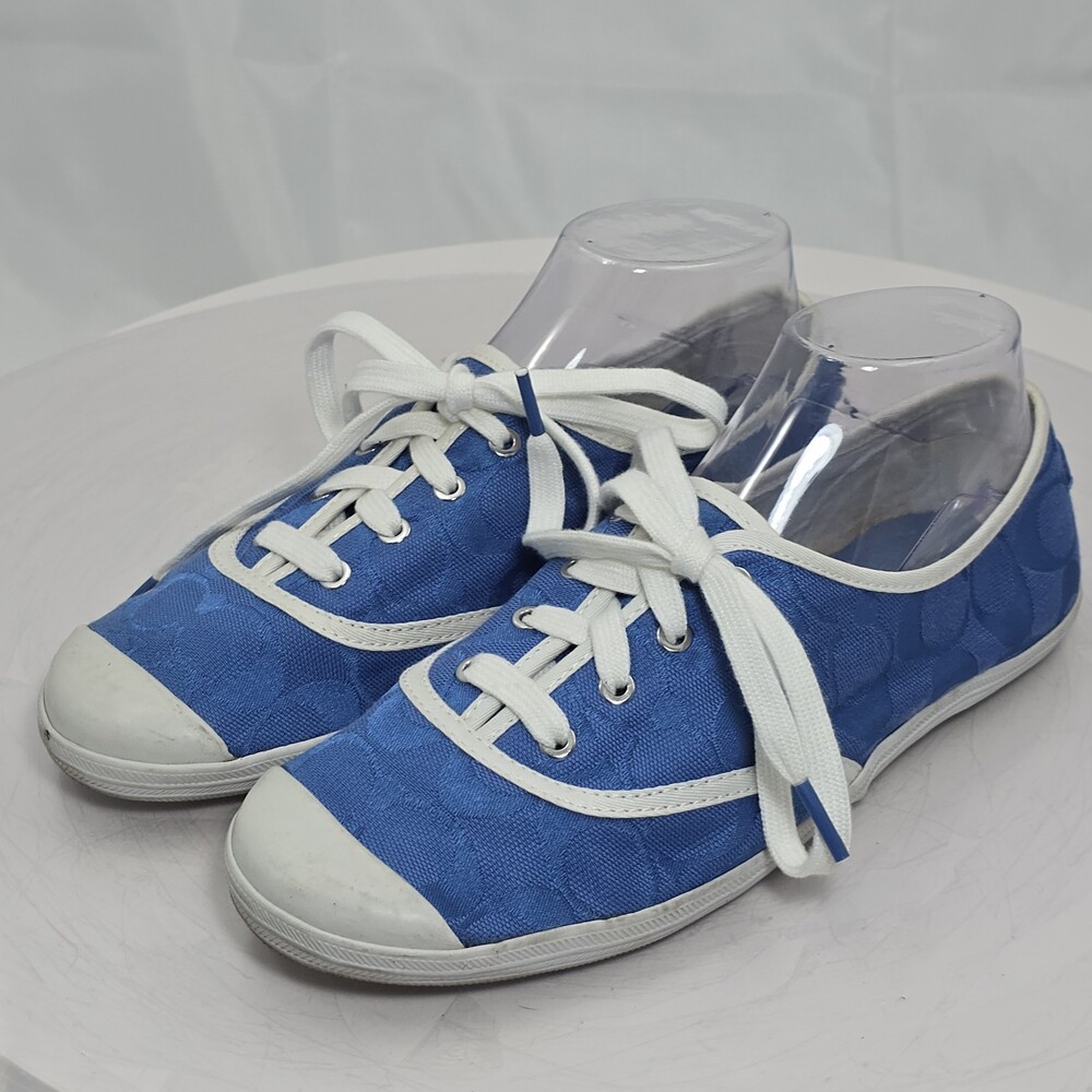 Coach Bellamy Women 8.5 Low Top Royal Blue Signature Big C Canvas Sneakers 2010